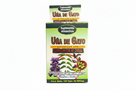 Suplemento Alimenticio "Uña De Gato Reforzado Con Neem & Calcio De Coral" 1OO Tabletas De 500MG