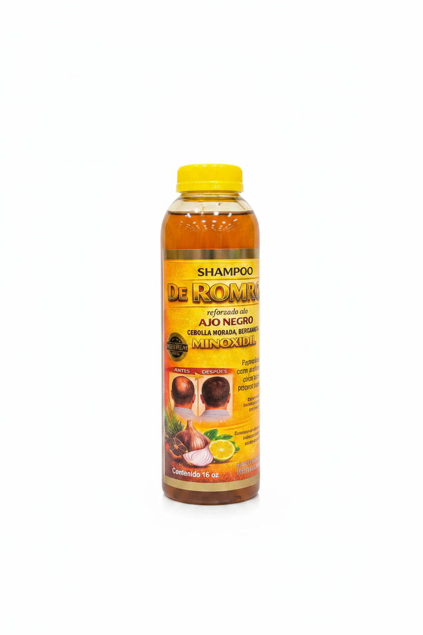 Shampoo De Romero Reforzado Con Ajo Negro , Cebolla Morada, Bergamota Y Minoxidil 16oz