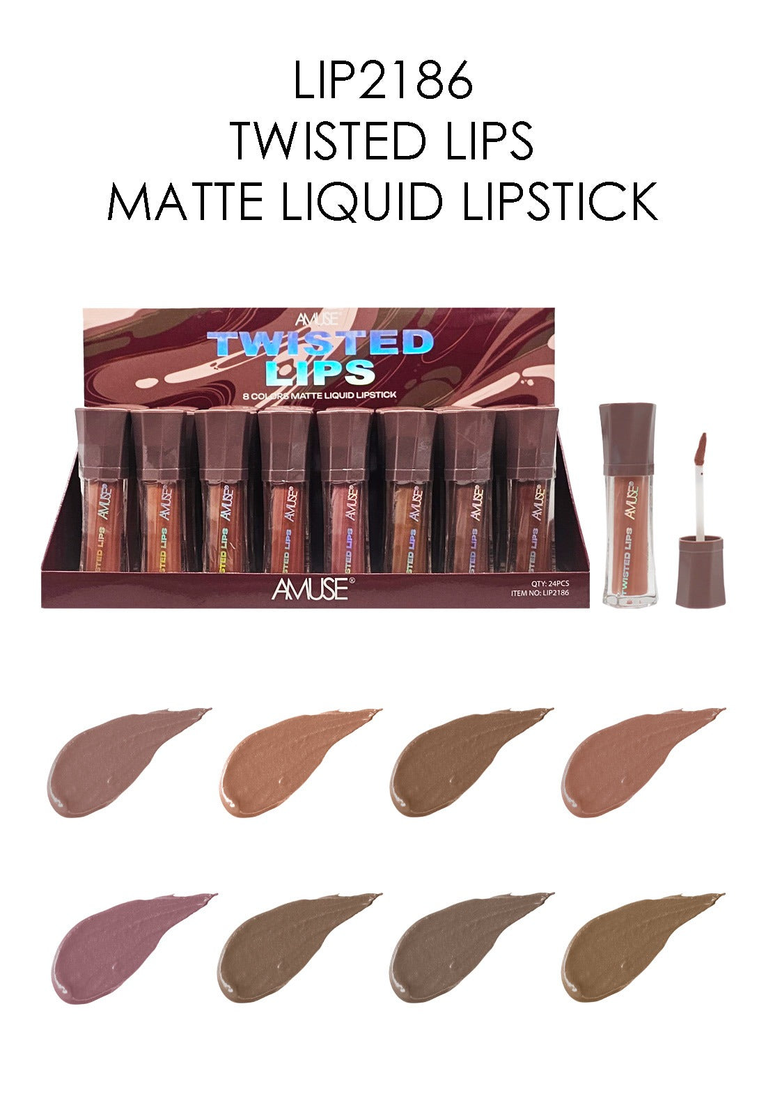 LIP2186 Amuse Twisted Lips Matte Liquid Lipstick Display