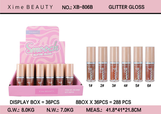 XB-806B Xime Beauty Smooch Glitter Lipgloss Display