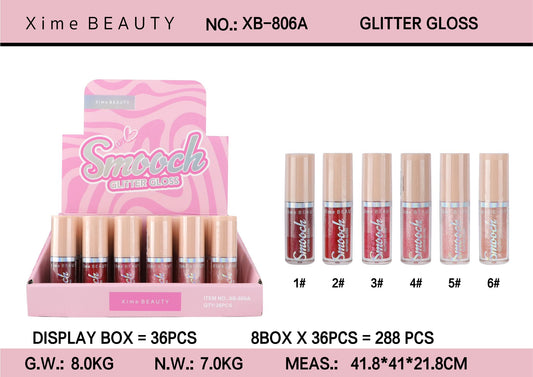 XB-806A Xime Beauty Smooch Glitter Lipgloss Display