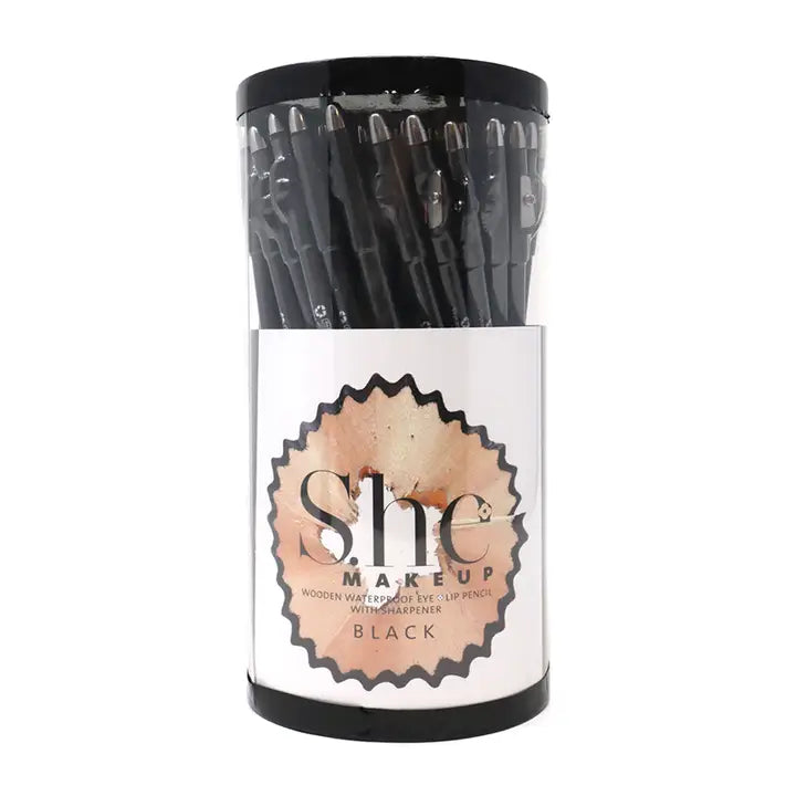 LPS01 She Eyeliner Pencil w/Sharpener Black - 72pc