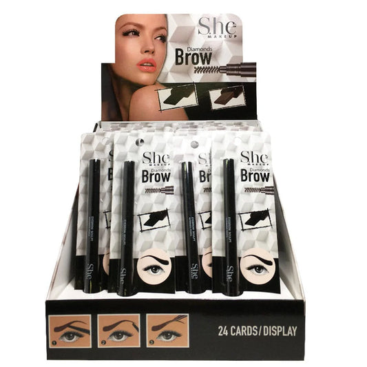 EB01BR She Makeup Eyebrow Pencil with Brush Dark Brown Display