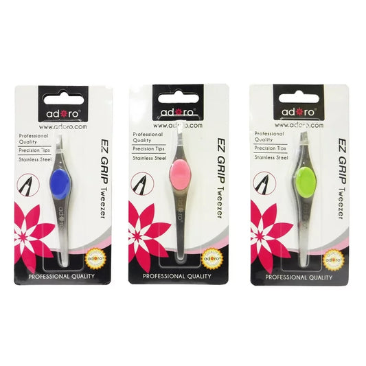 Adoro Slant Tip Tweezer W/ Grip 12pc Set