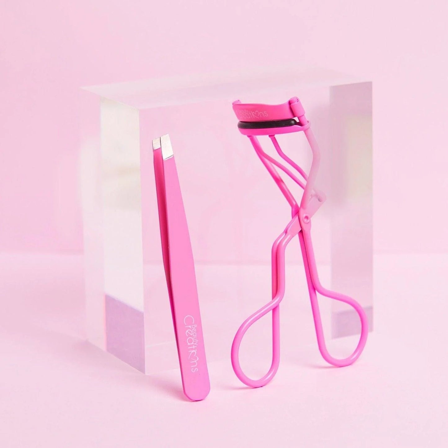 ELCT-Pink Tweezer and Eyelash Curler 3pc Bundle