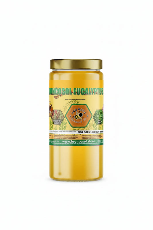 BRONCOSOL EUCALYPTUS Honey Syrup with Eucalyptus and Mint Extracts, 12oz Bottle