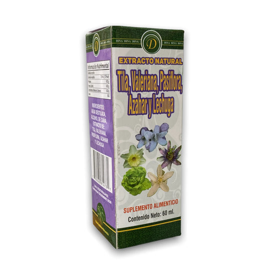 Extracto Natural - Suplemento Alimencio - Tila, Valeriana , Pasiflora ,Azahar Y Lechuga 60ML
