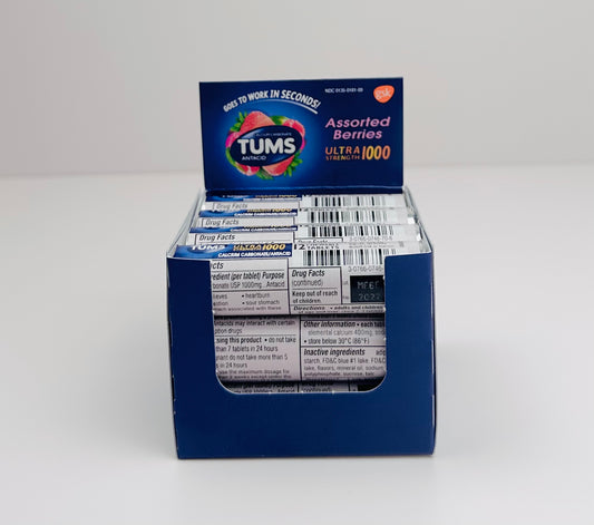 Tums Antacid Ultra Strength 1000 12 Single Rolls Display