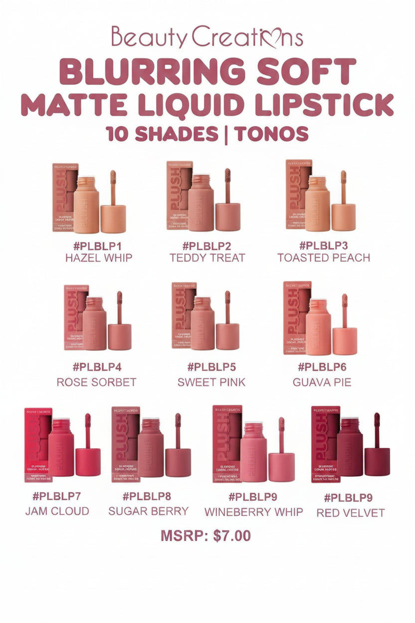 PLBLP10 PRE-SALE Beauty Creations Plush Blurring Liquid Lipstick (Red Velvet) 6PCS SET