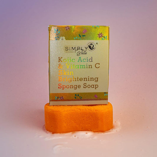 SIM018 Simply Bella Kojic Acid & Vitamin C Skin Brightening Soap + Sponge All in One