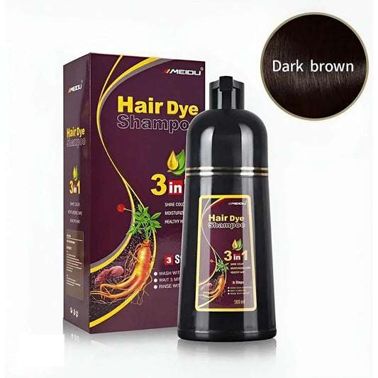 MEIDU Hair Dye Shampoo 3-in-1 Color Shampoo for Men & Women Cont. 500ml - Dark Brown