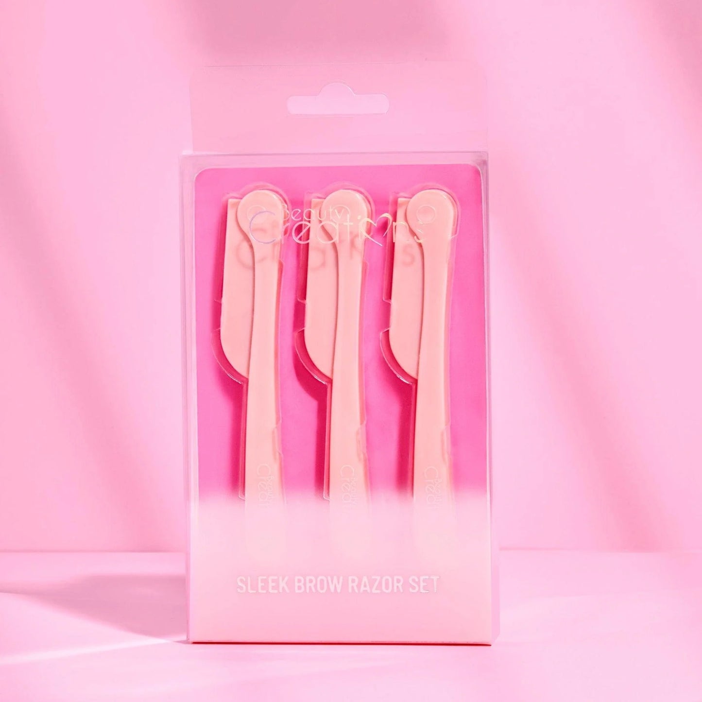 ELBR-3pcs Beauty Creations Pink Sleek & Brow Razor Set