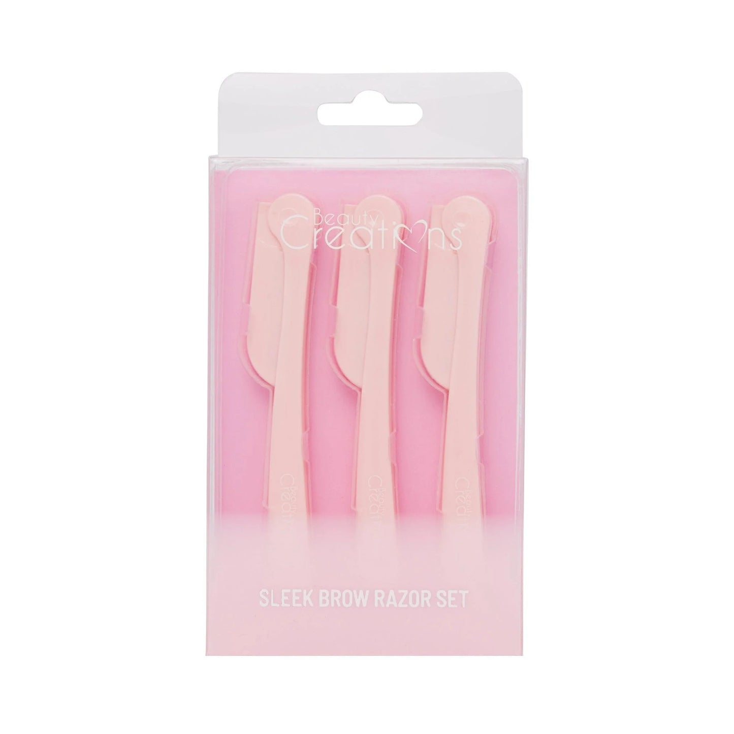 ELBR-3pcs Beauty Creations Pink Sleek & Brow Razor Set