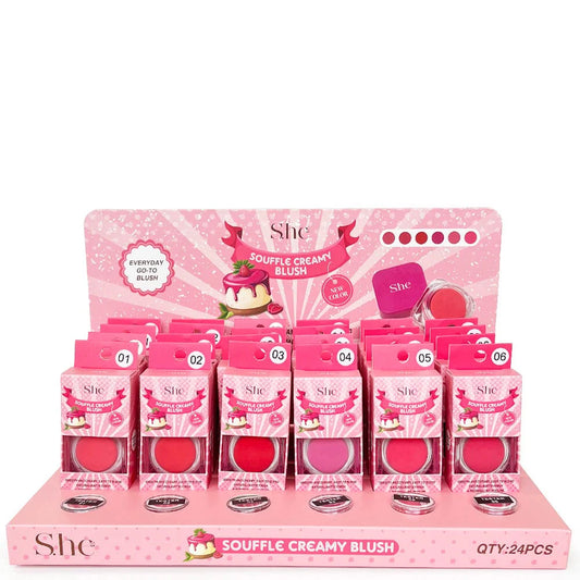 CB1055 She Makeup Souffle Creamy Blush Display
