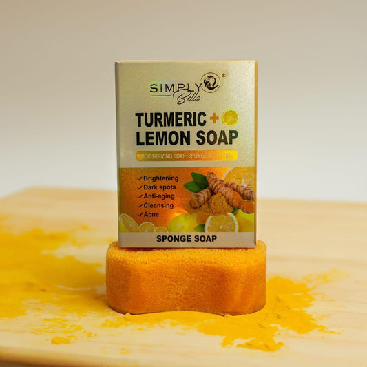 SIM016 Simply Bella Turmeric & Lemon Soap + Sponge All in One