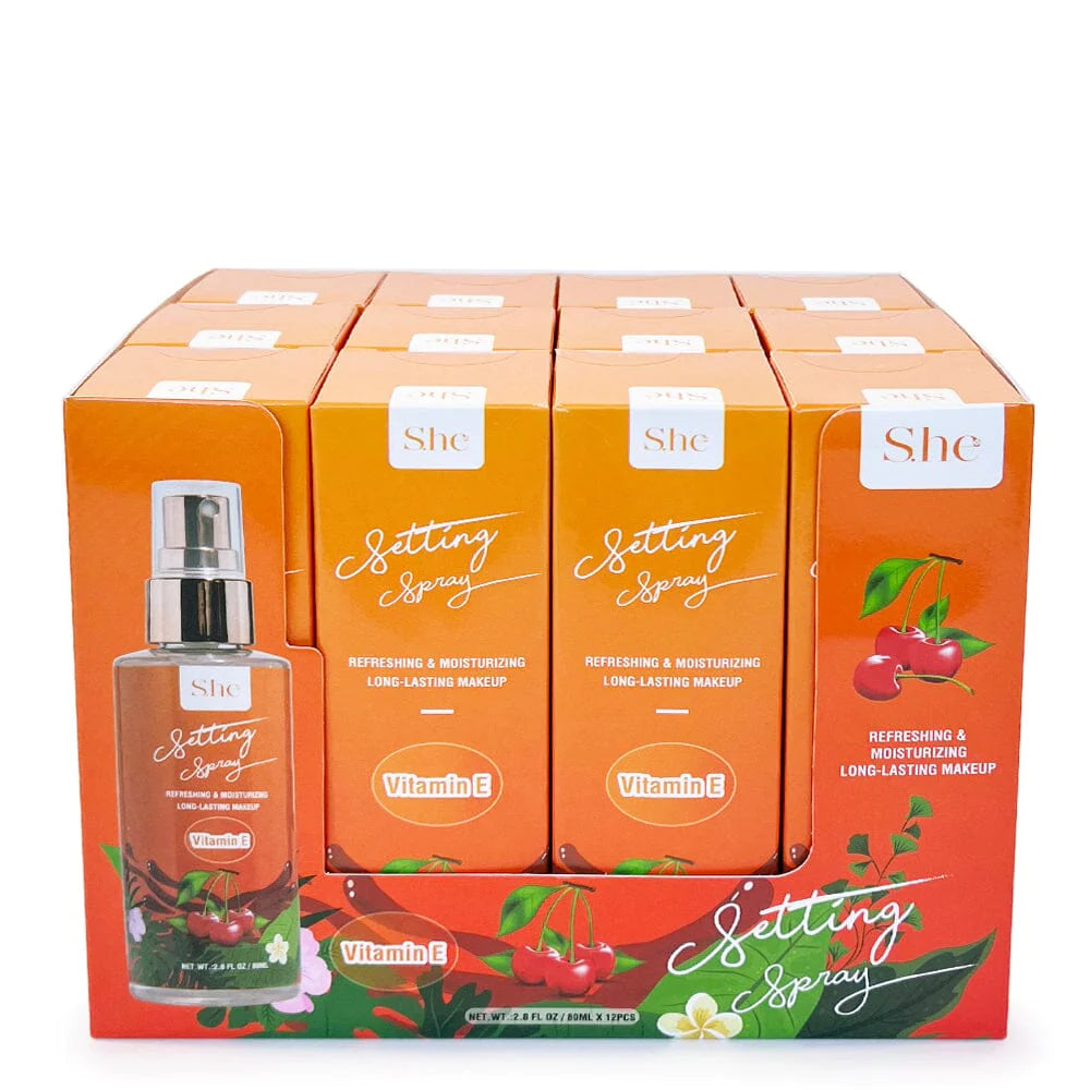 SP1023 S.he Makeup Vitamin E Setting Spray Display