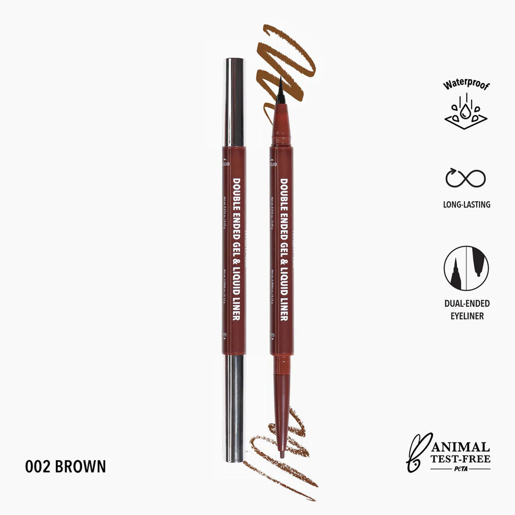002 BROWN - DOUBLE ENDED BROWN GEL & LIQUID LINER 3PC SET