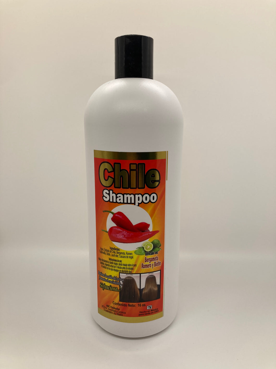Chile Shampoo- 32 oz Con Romero, Biotin, Bergamota, Romero y Cascara  de Nogal