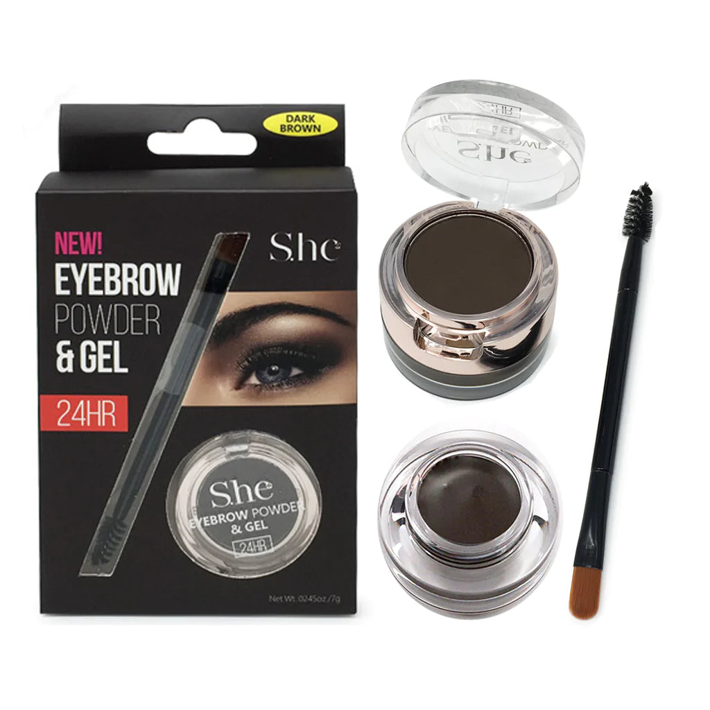 She  Dark Brown Eyebrow Powder & Gel 4pc Set