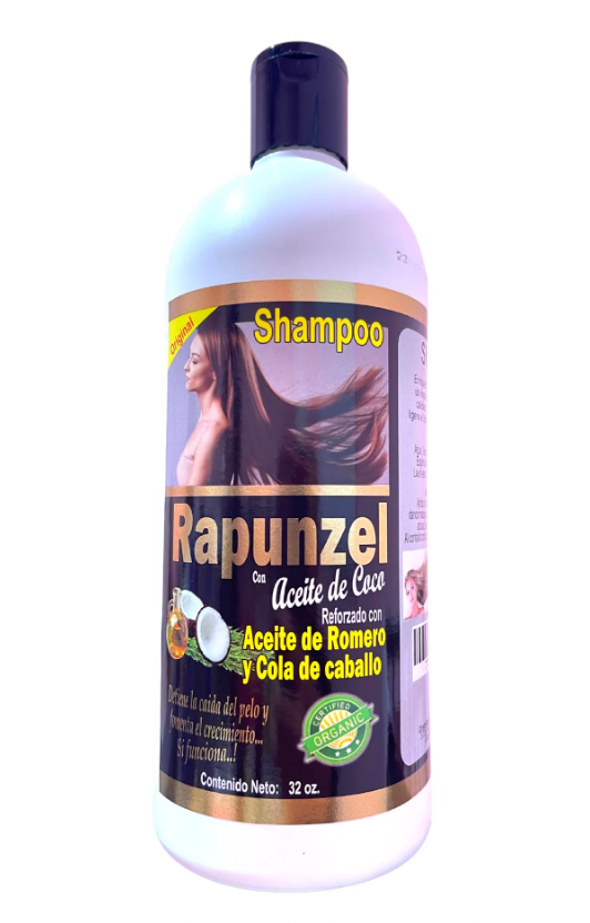 Shampoo Rapunzel Con Aceite de Coco, Romero y Cola de Caballo.