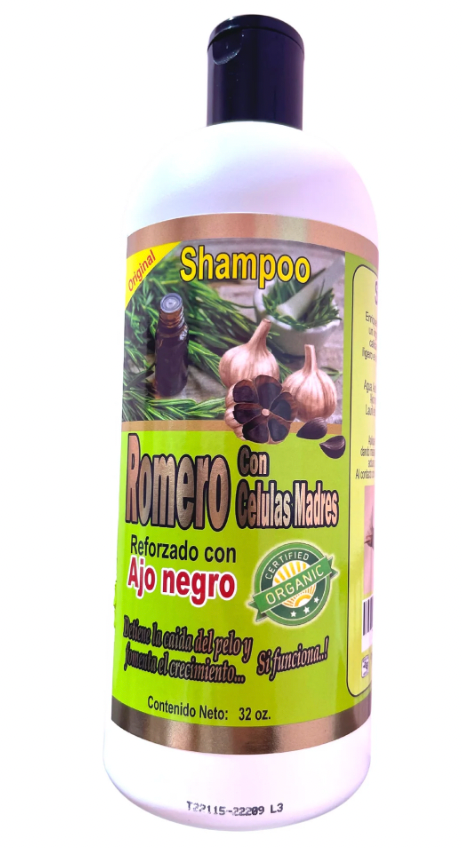 Shampoo Romero con Celulas Madres y Ajo Negro 32oz