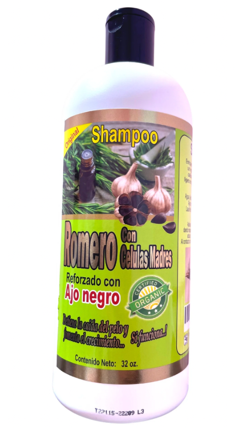 Shampoo Romero con Celulas Madres y Ajo Negro.
