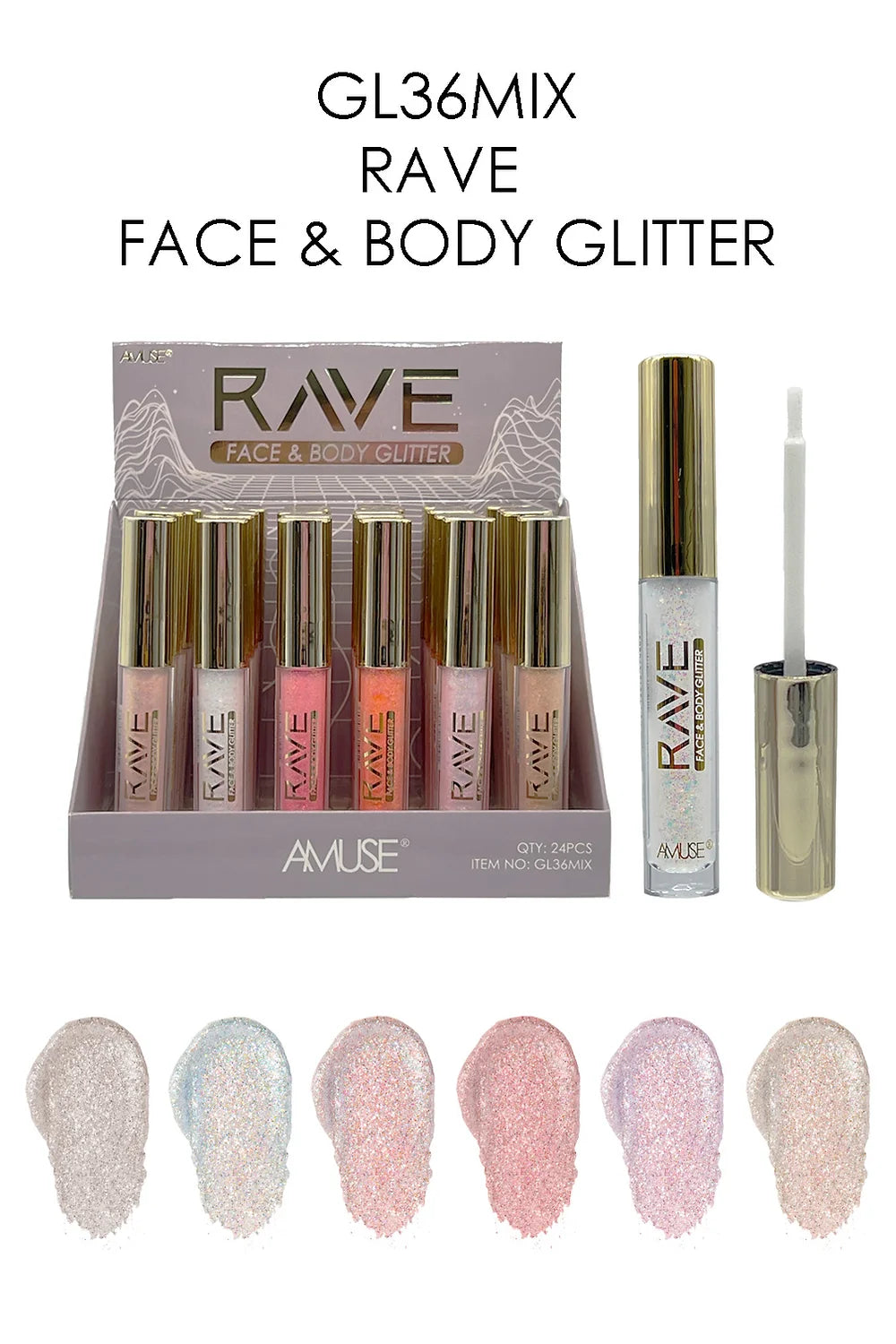 Amuse Rave Face & Body Glitter Display