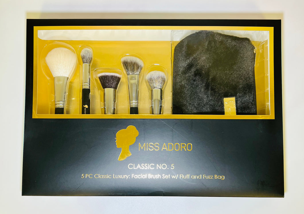 5pc Brush Set - Facial Essentials With Cosmetic Bag 60215