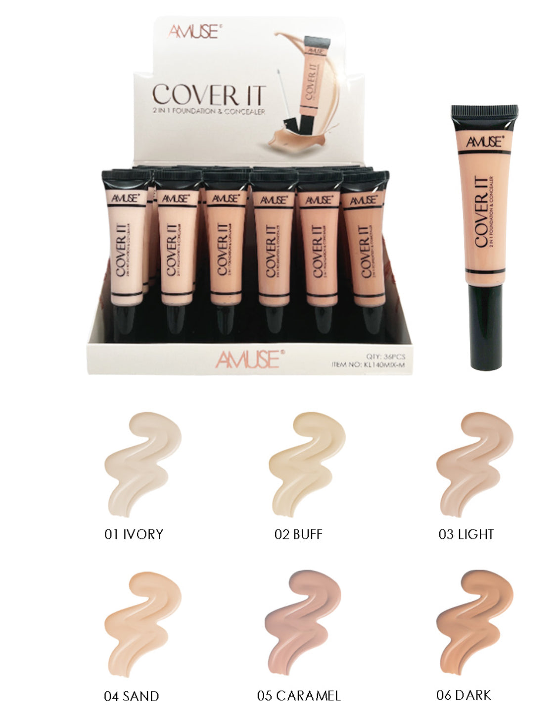 KL140MIX Amuse Cover It 2 in 1 Foundation & Concealer Display